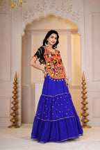 Aadhya Cotton Gamthi Mirror Work Choli with Gotta Patti Lehenga