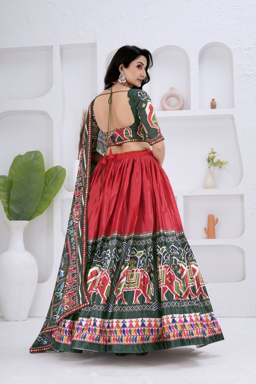 Katyayani Chinon Silk Rajvadi Patola & Bandhani Print Lehenga Choli with Dupatta
