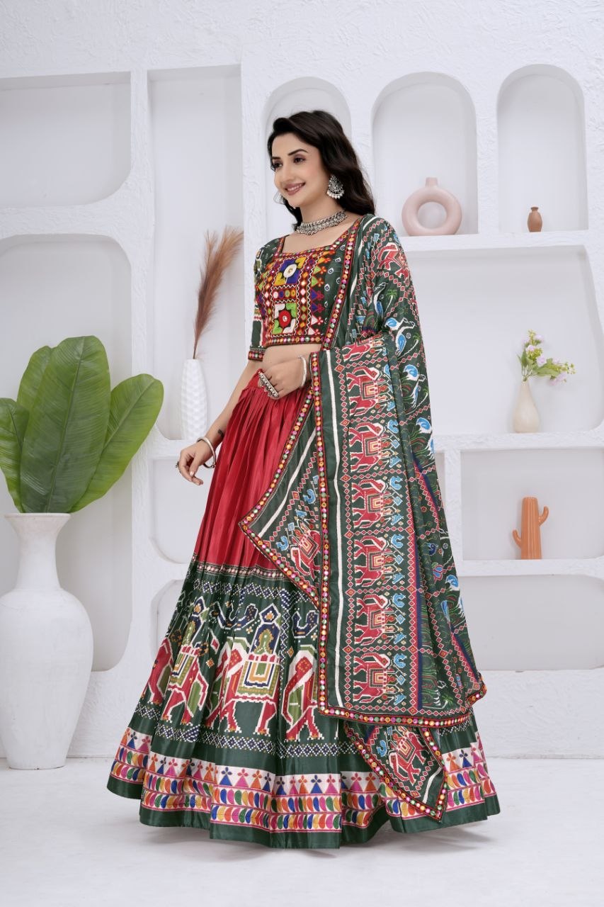 Katyayani Chinon Silk Rajvadi Patola & Bandhani Print Lehenga Choli with Dupatta