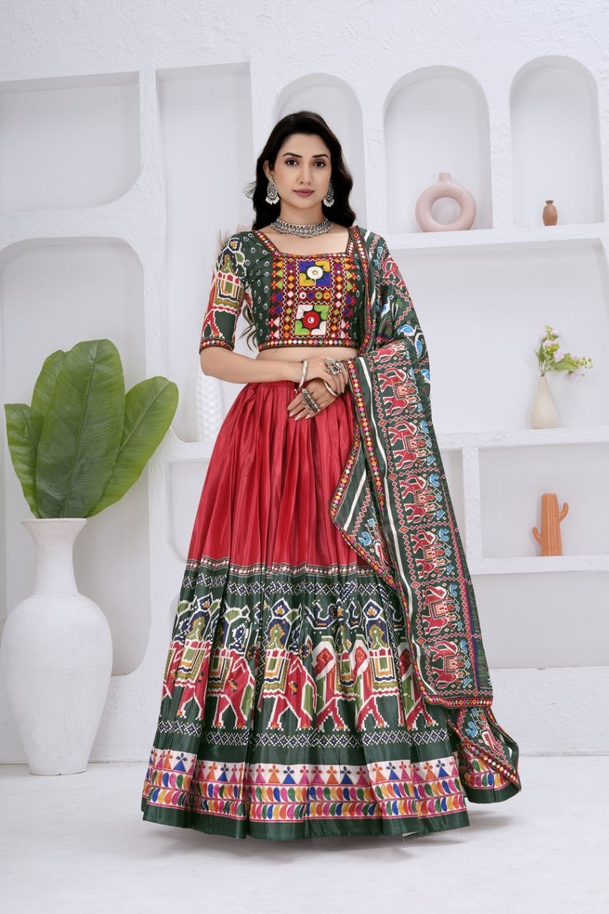 Katyayani Chinon Silk Rajvadi Patola & Bandhani Print Lehenga Choli with Dupatta