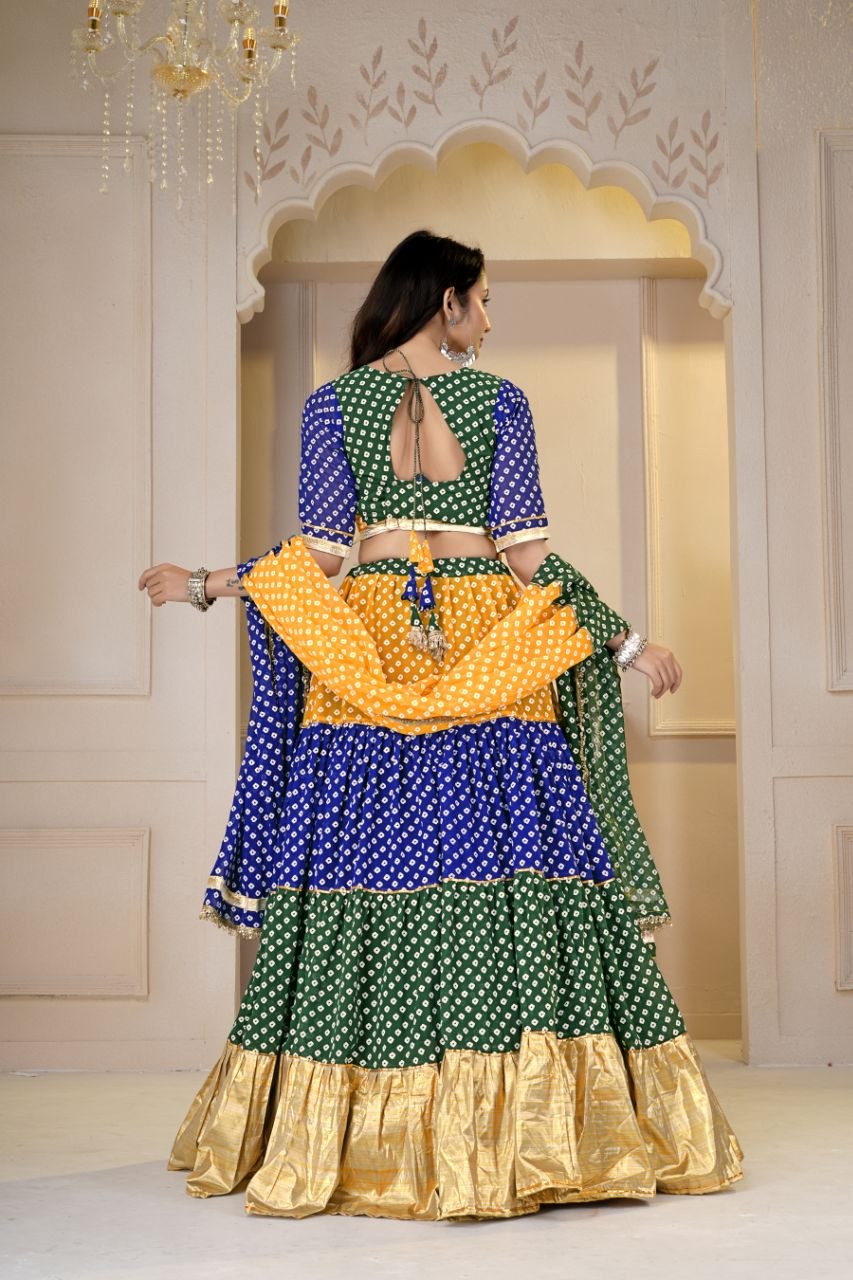Vaishnavi Pure Georgette Bandhani Print Lehenga Choli with Dupatta