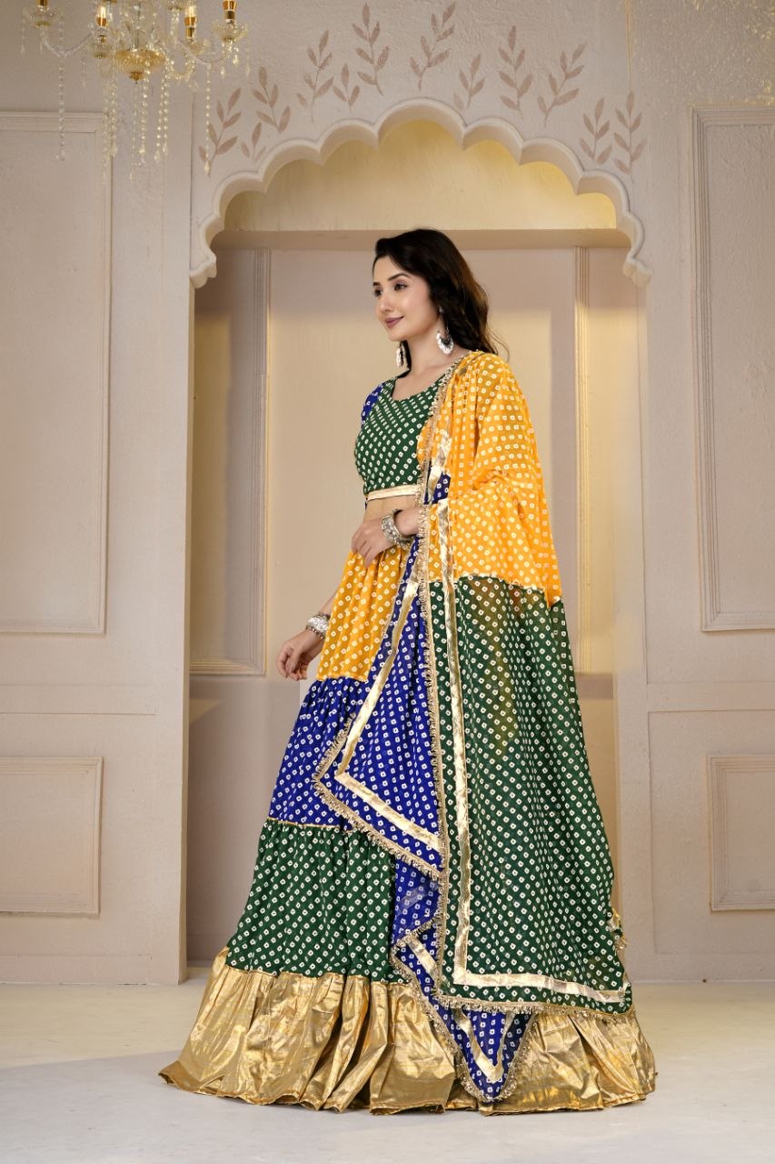 Vaishnavi Pure Georgette Bandhani Print Lehenga Choli with Dupatta