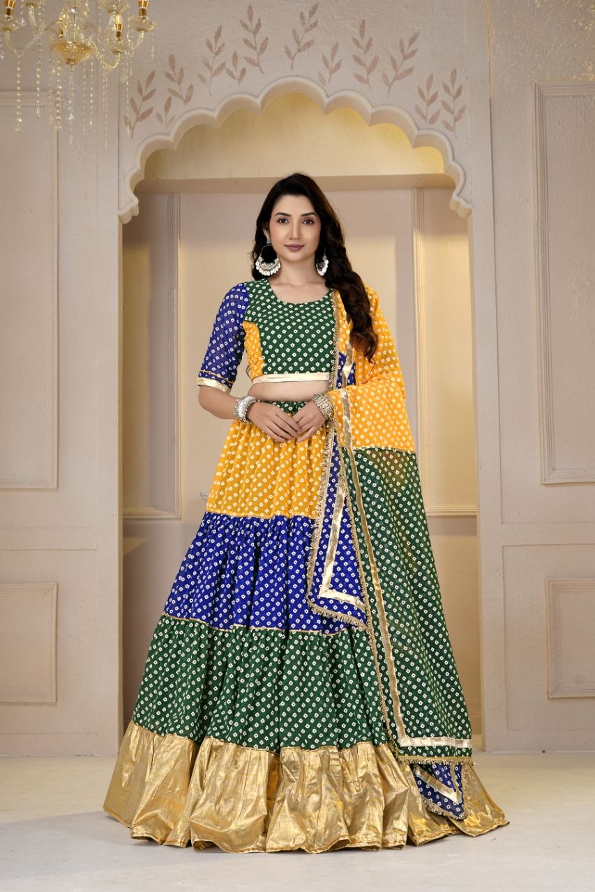 Vaishnavi Pure Georgette Bandhani Print Lehenga Choli with Dupatta