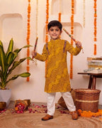 Navratri Special Bandhani Brother-Sister Matching Kurta Pyjama Set & Lehenga Choli Set