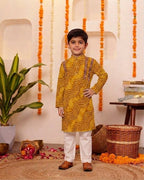 Navratri Special Bandhani Brother-Sister Matching Kurta Pyjama Set & Lehenga Choli Set