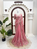 Designer Silk Heavy Beads & Sequins Work Saree