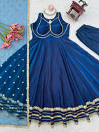 Shanaya Silk Heavy Lace Gown with Cotton Pant & Net Dupatta