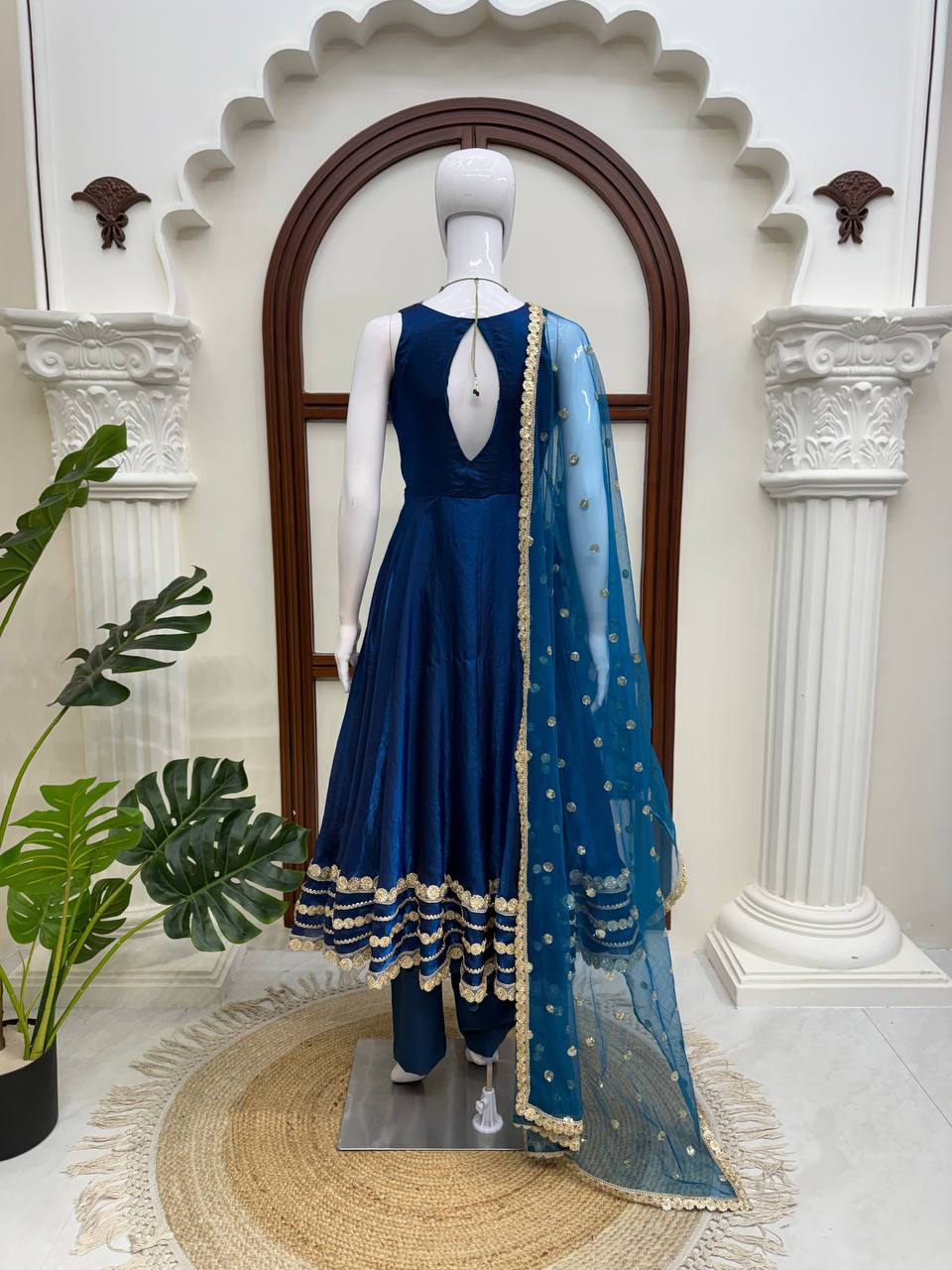 Shanaya Silk Heavy Lace Gown with Cotton Pant & Net Dupatta