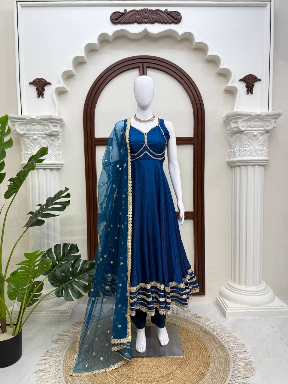 Shanaya Silk Heavy Lace Gown with Cotton Pant & Net Dupatta