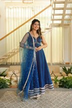 Shanaya Silk Heavy Lace Gown with Cotton Pant & Net Dupatta
