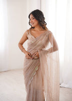 Ishita Soft Net Thread & Sequins Embroidered Saree with Benglori Silk Blouse