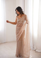 Ishita Soft Net Thread & Sequins Embroidered Saree with Benglori Silk Blouse