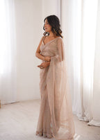 Ishita Soft Net Thread & Sequins Embroidered Saree with Benglori Silk Blouse