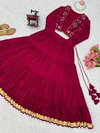 Kavya Rayon Gota Patti Lehenga with Mirror Work Koti & Choli