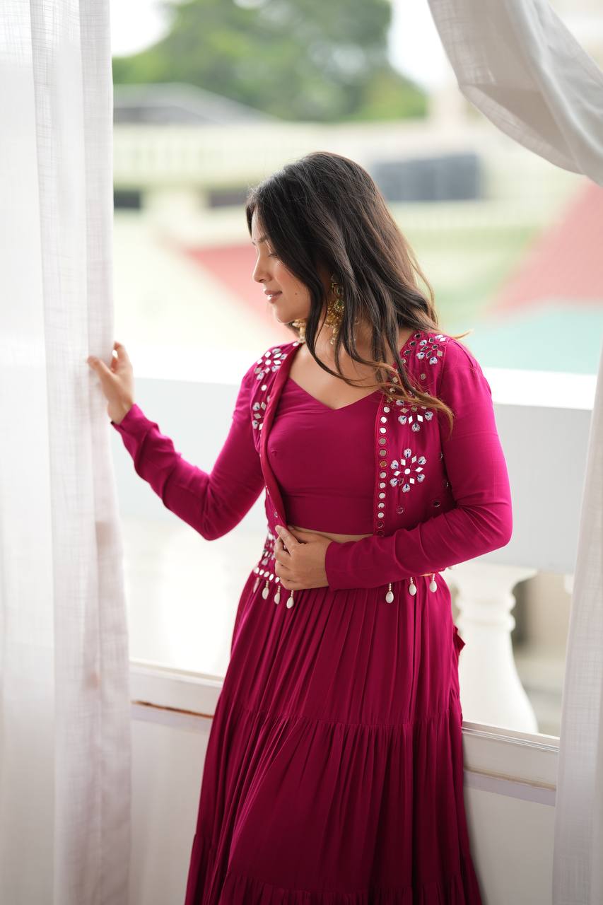 Kavya Rayon Gota Patti Lehenga with Mirror Work Koti & Choli