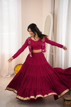 Kavya Rayon Gota Patti Lehenga with Mirror Work Koti & Choli