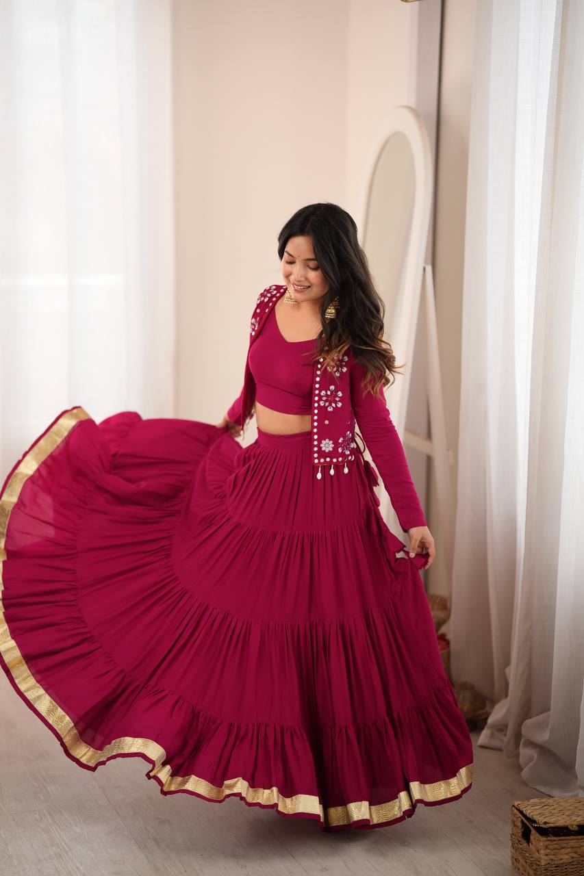 Kavya Rayon Gota Patti Lehenga with Mirror Work Koti & Choli