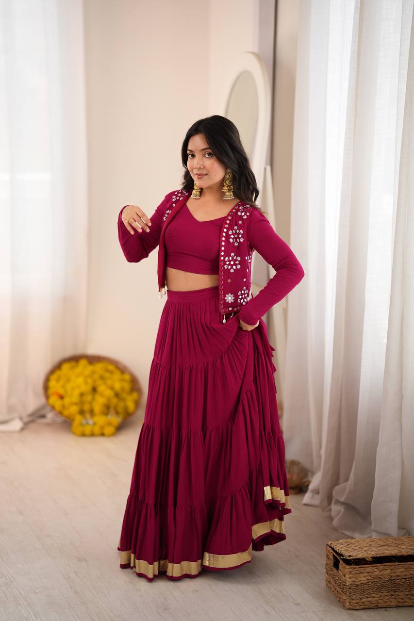Kavya Rayon Gota Patti Lehenga with Mirror Work Koti & Choli