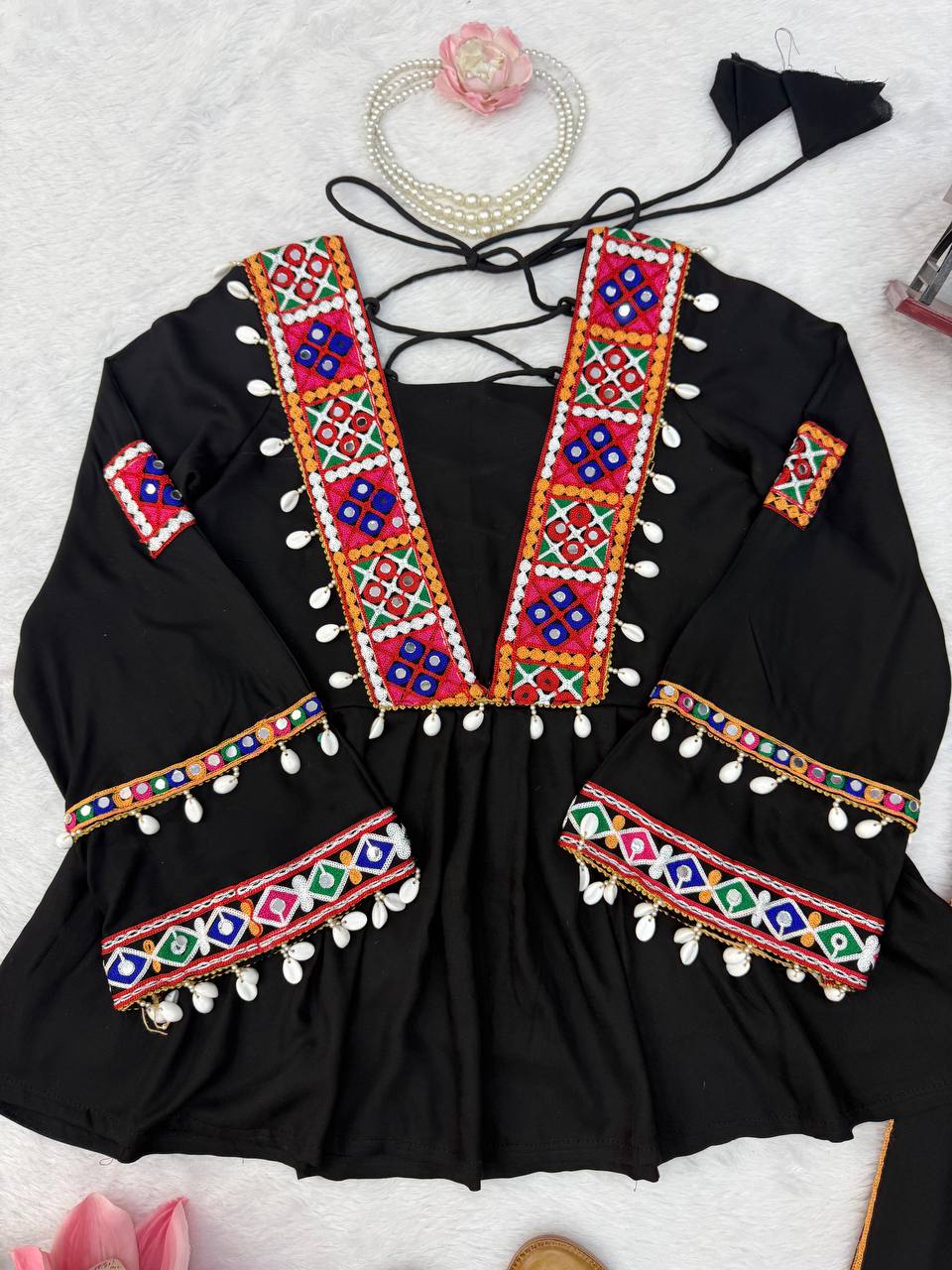 Diya Rayon Silk Mirror & Kodi Work Top with Embroidered Palazzo
