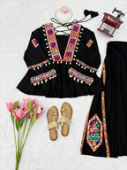 Diya Rayon Silk Mirror & Kodi Work Top with Embroidered Palazzo