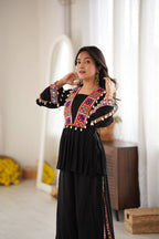 Diya Rayon Silk Mirror & Kodi Work Top with Embroidered Palazzo