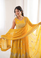 Riddhi Georgette Designer Embroidered Anarkali with Pant & Dupatta