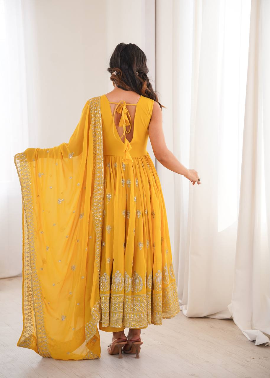 Riddhi Georgette Designer Embroidered Anarkali with Pant & Dupatta