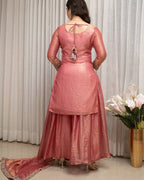Aahana Silk Sequins & Coding Embroidered Top with Sharara & Dupatta