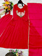 Diya Mal Chanderi Embroidered Kurti with Pant & Fancy Dupatta