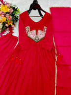 Diya Mal Chanderi Embroidered Kurti with Pant & Fancy Dupatta