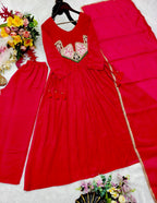 Diya Mal Chanderi Embroidered Kurti with Pant & Fancy Dupatta