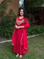 Diya Mal Chanderi Embroidered Kurti with Pant & Fancy Dupatta