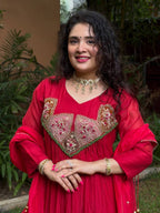 Diya Mal Chanderi Embroidered Kurti with Pant & Fancy Dupatta