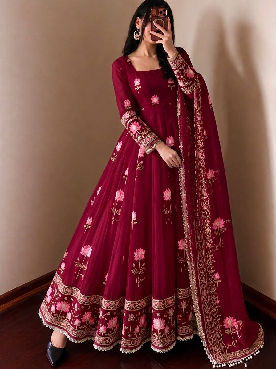 Aarzoo Fendy Silk Sequin Embroidered Bridesmaids Gown Set