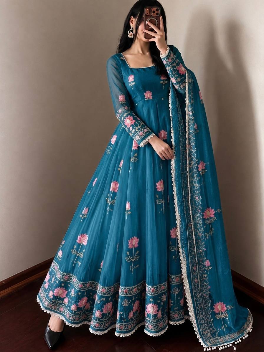 Aarzoo Fendy Silk Sequin Embroidered Bridesmaids Gown Set