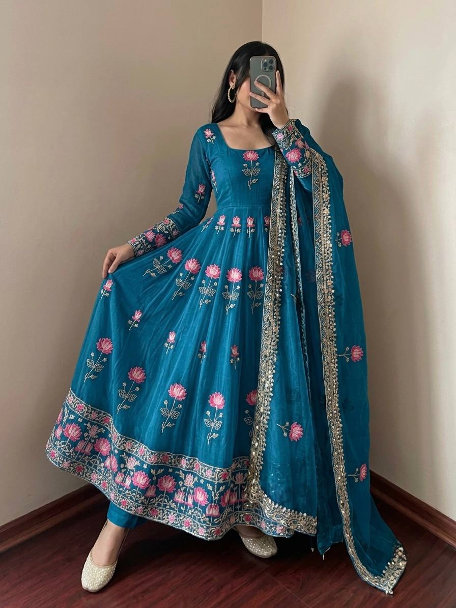 Aarzoo Fendy Silk Sequin Embroidered Bridesmaids Gown Set