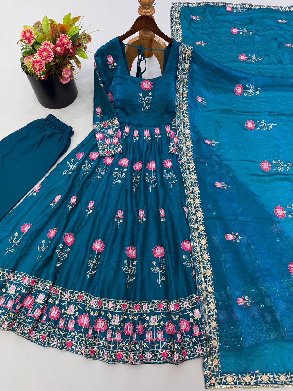 Aarzoo Fendy Silk Sequin Embroidered Bridesmaids Gown Set