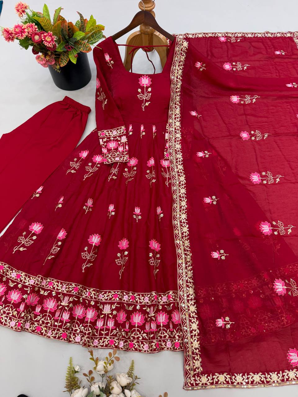 Aarzoo Fendy Silk Sequin Embroidered Bridesmaids Gown Set