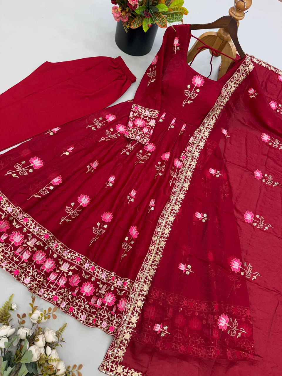Aarzoo Fendy Silk Sequin Embroidered Bridesmaids Gown Set