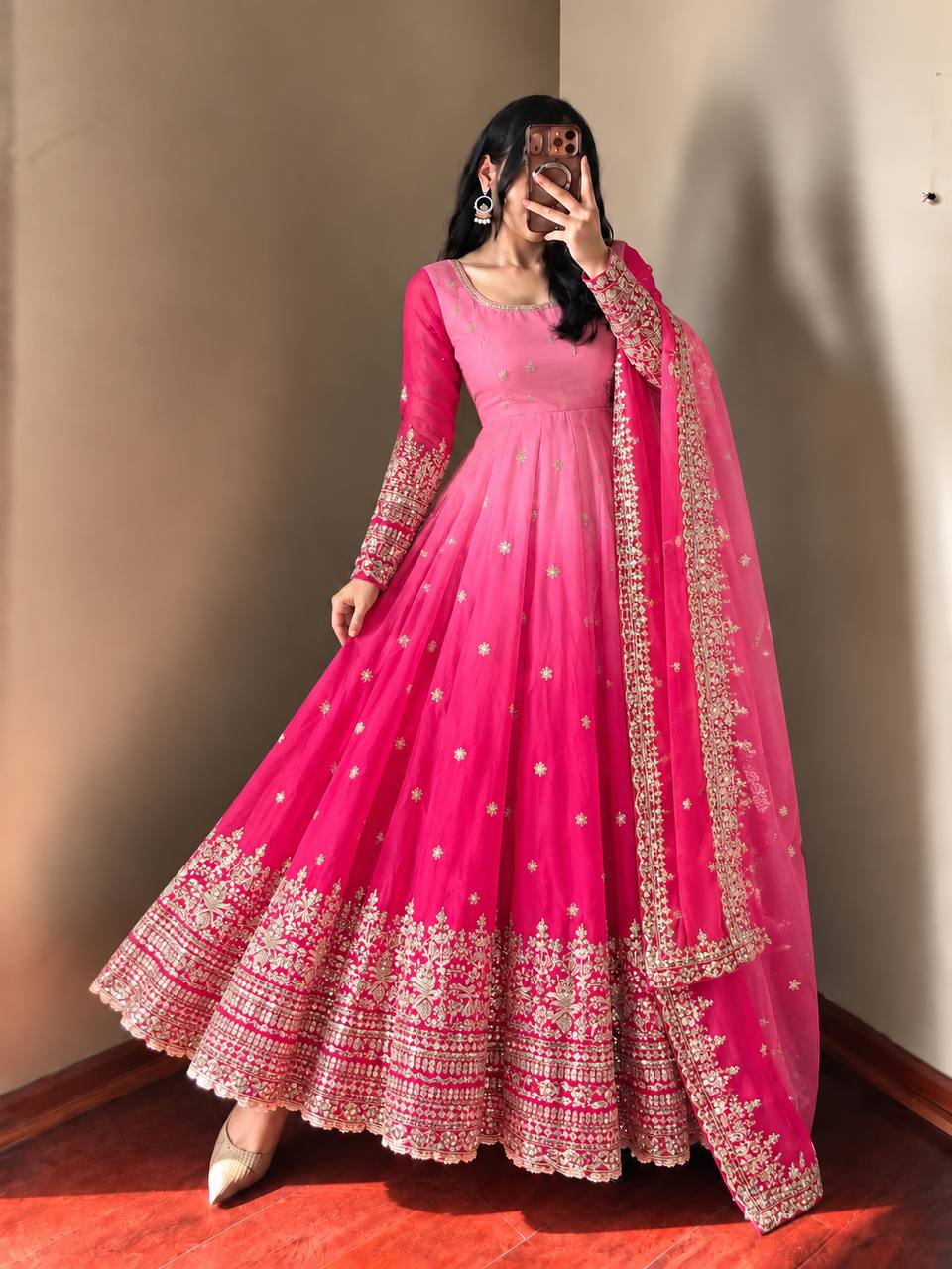 Meher Georgette Sequence Embroidered Anarkali Gown Set