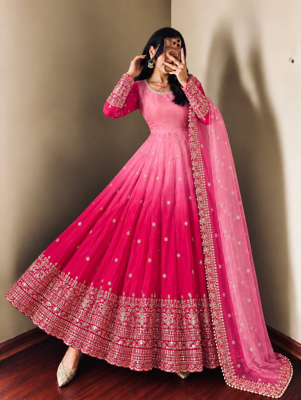 Meher Georgette Sequence Embroidered Anarkali Gown Set