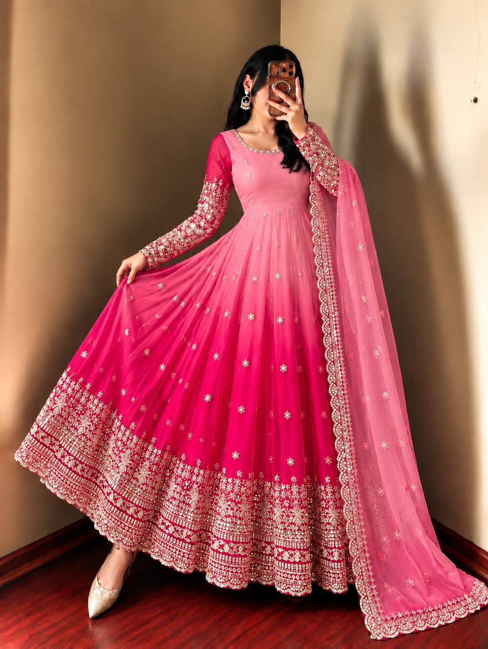 Meher Georgette Sequence Embroidered Anarkali Gown Set
