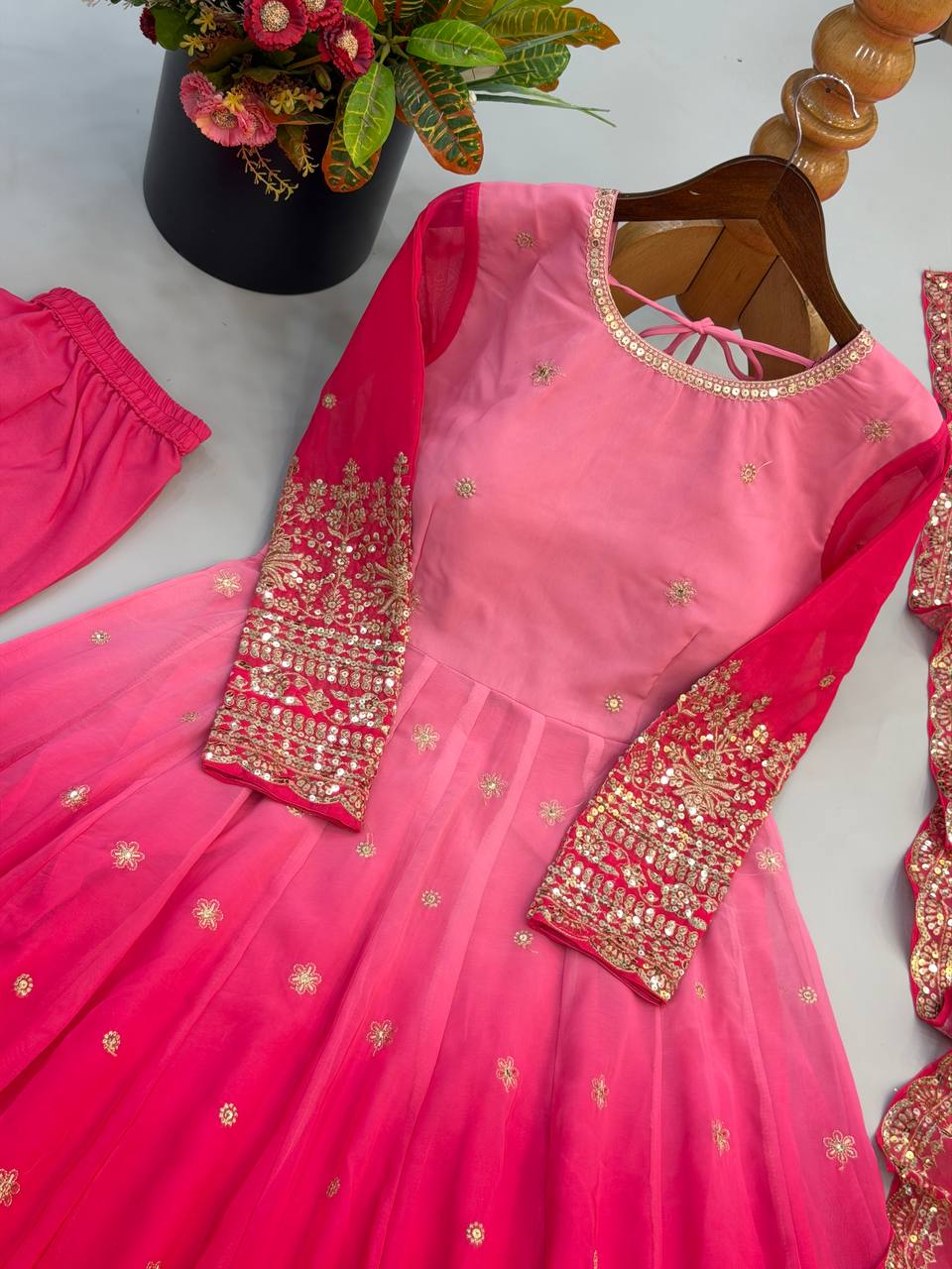 Meher Georgette Sequence Embroidered Anarkali Gown Set