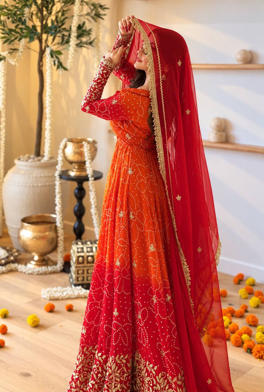 Zarmina Bhandej Georgette Embroidered Sequins Gown Set