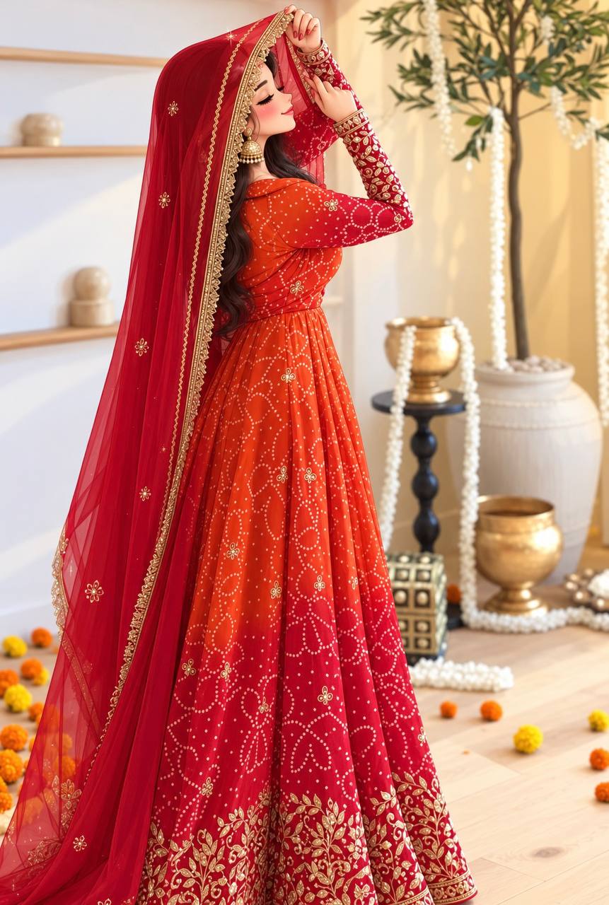 Zarmina Bhandej Georgette Embroidered Sequins Gown Set