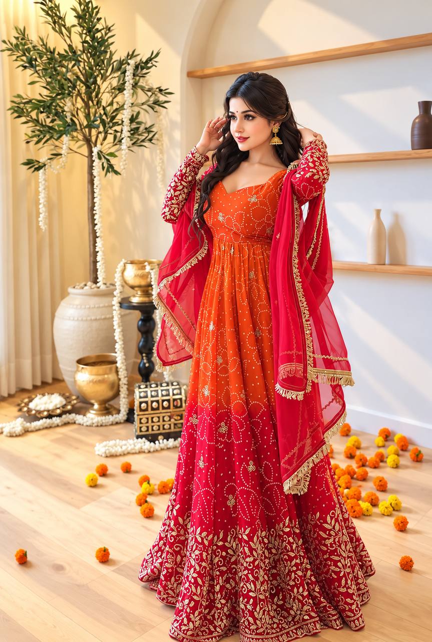 Zarmina Bhandej Georgette Embroidered Sequins Gown Set