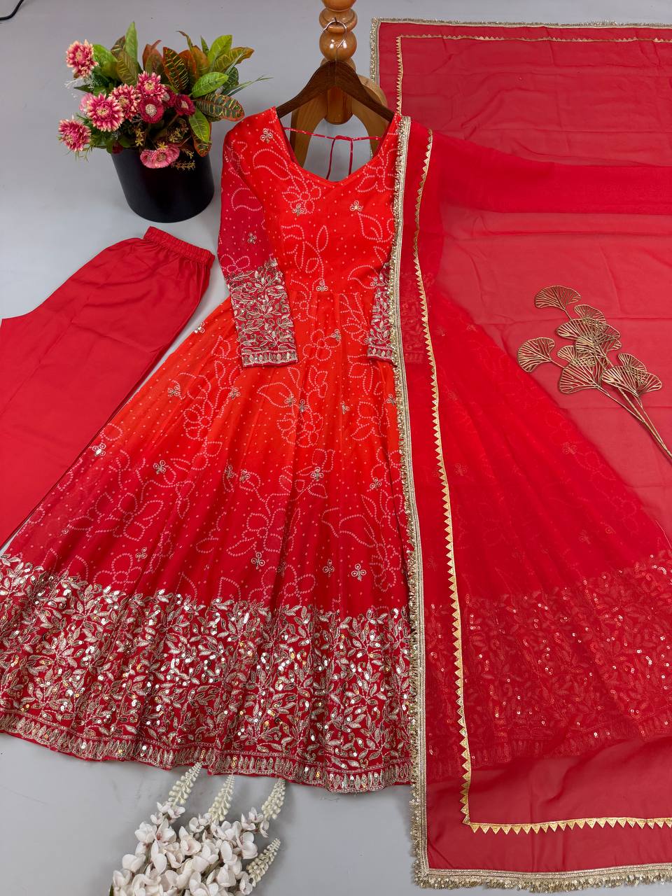 Zarmina Bhandej Georgette Embroidered Sequins Gown Set