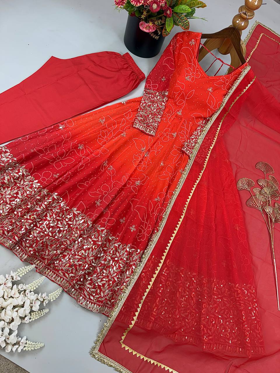 Zarmina Bhandej Georgette Embroidered Sequins Gown Set