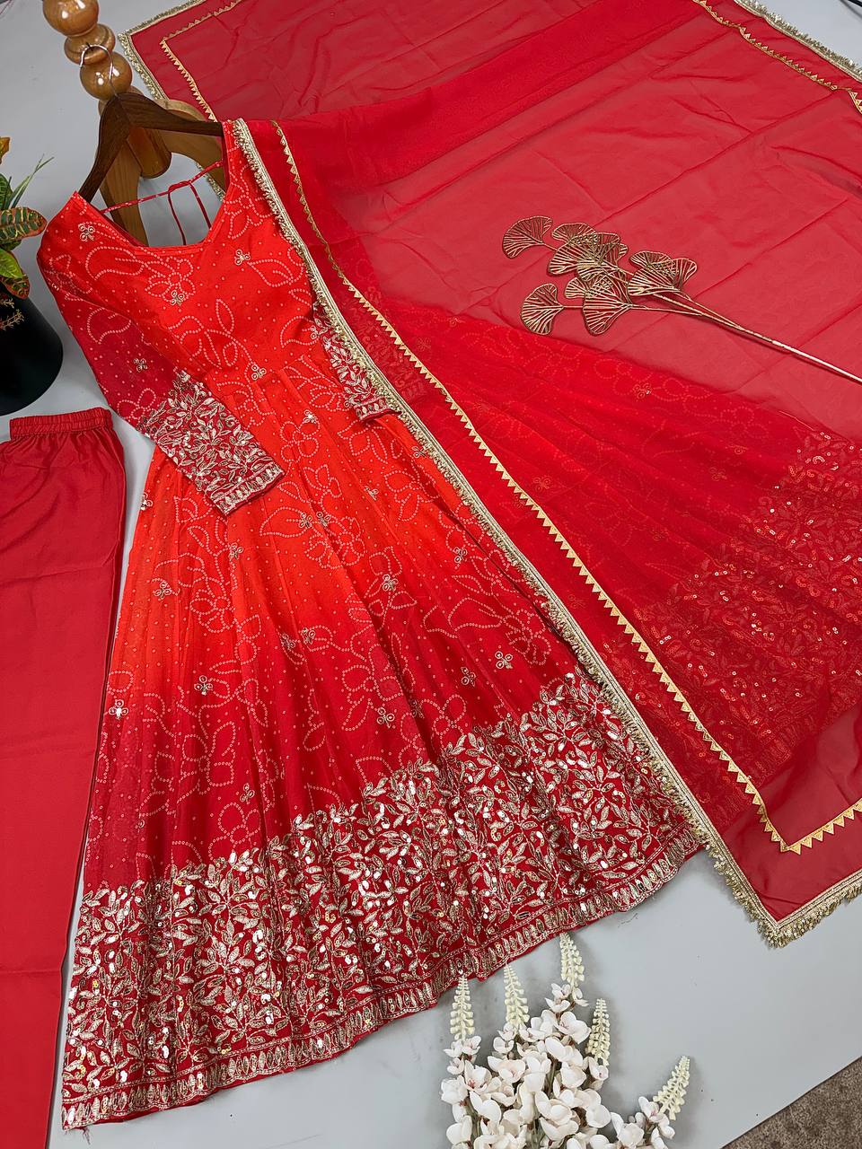Zarmina Bhandej Georgette Embroidered Sequins Gown Set
