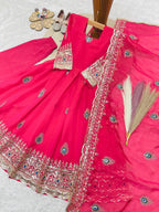 Aaradhya Fendy Silk Sequins Embroidered Child Gown Set with Pant & Dupatta